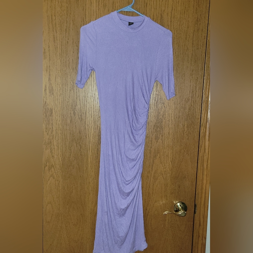 Womens purple shein small short sleeve dress bodycon
